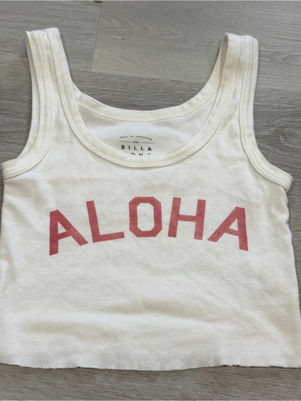 Billabong White Tank Top with Red ALOHA Print
